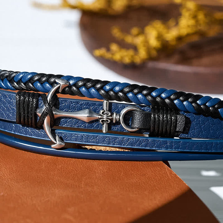 Nautical Anchor Adjustable Snap Button Leather Bracelet - image 7