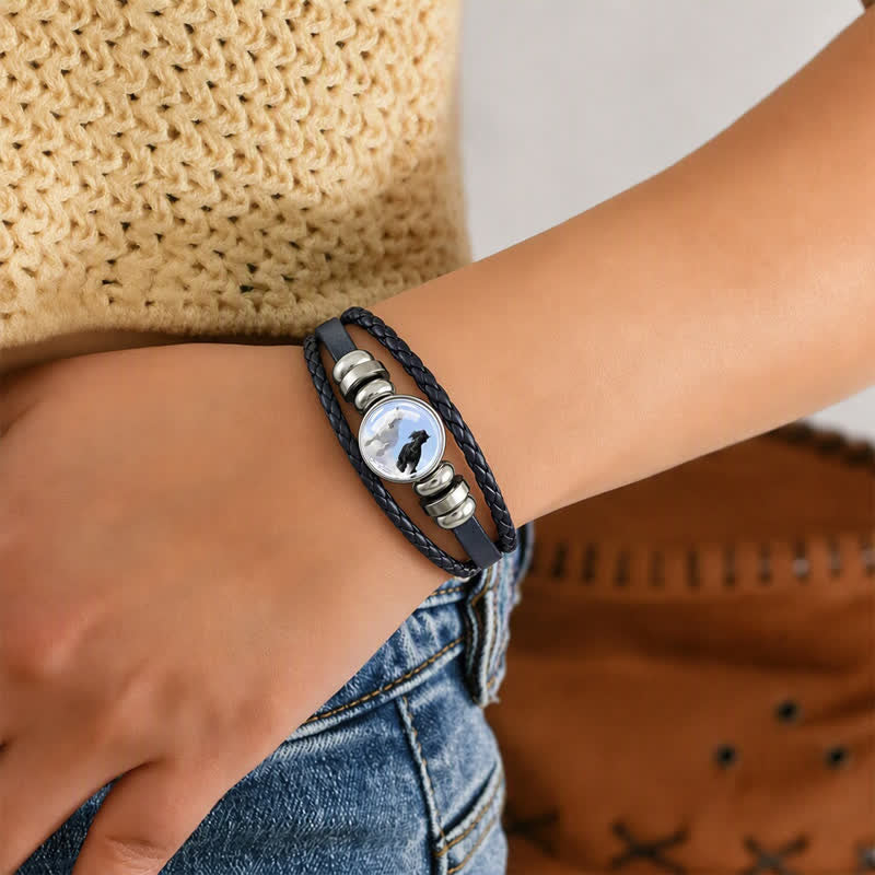 Animal Horse Head Charm Glass Beaded Adjustable Leather Bracelet - image 2