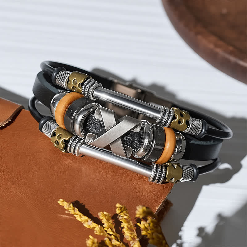 Vintage Punk Stainless Steel Watch Buckle Wrist Cuff Leather Bracelet - image 4