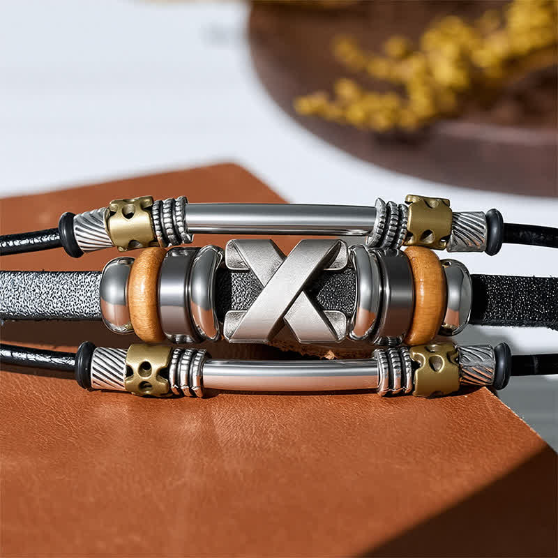 Vintage Punk Stainless Steel Watch Buckle Wrist Cuff Leather Bracelet - image 7