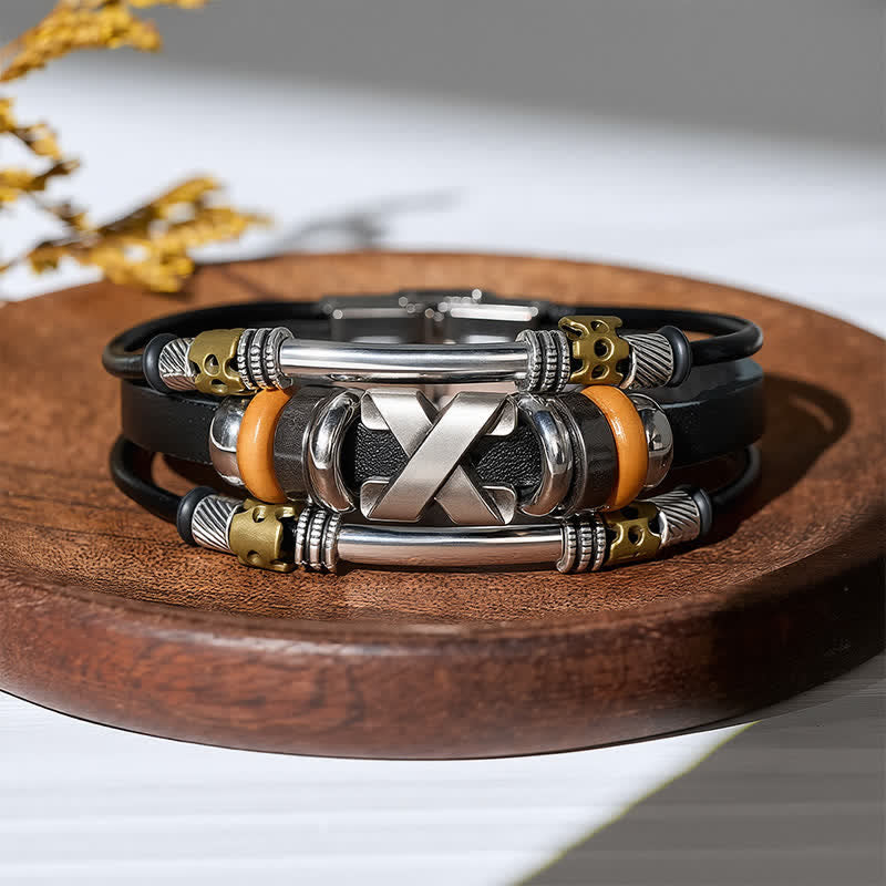 Vintage Punk Stainless Steel Watch Buckle Wrist Cuff Leather Bracelet - image 5
