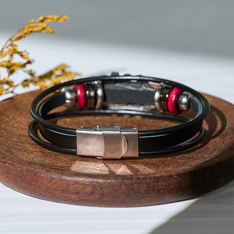 Electric Guitar Head Alloy Leather Bracelet - image 15