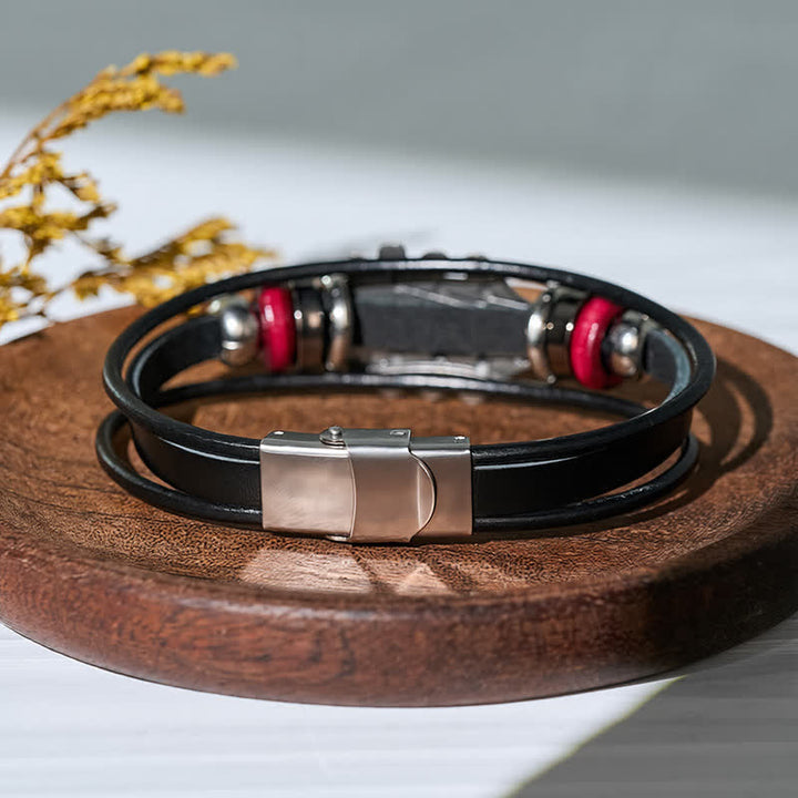 Electric Guitar Head Alloy Leather Bracelet - image 15