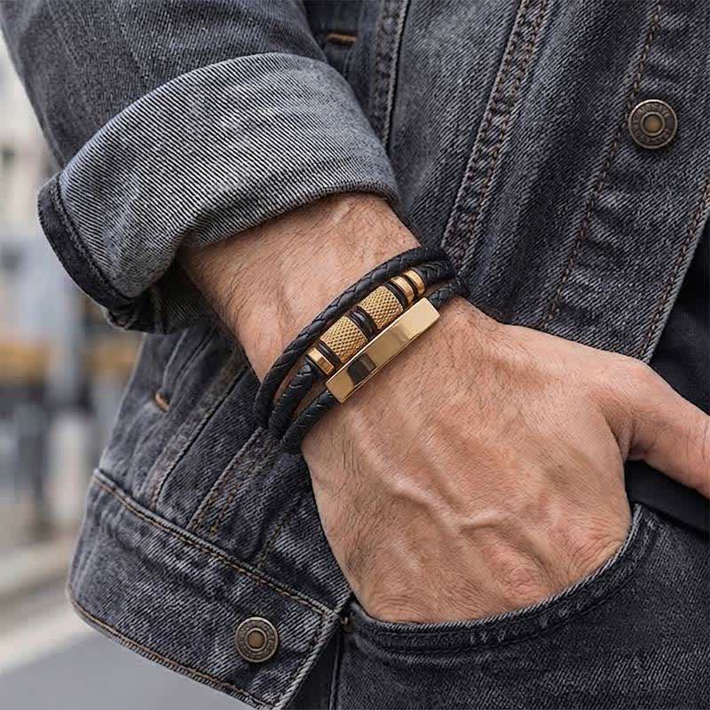 Minimalist Geometric Multi-strand Braided Leather Bracelet - image 1