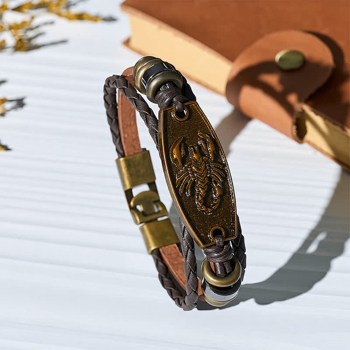 Antique Bronze Vintage Multi-Layer Braided Leather Bracelet - Scorpion - image 6