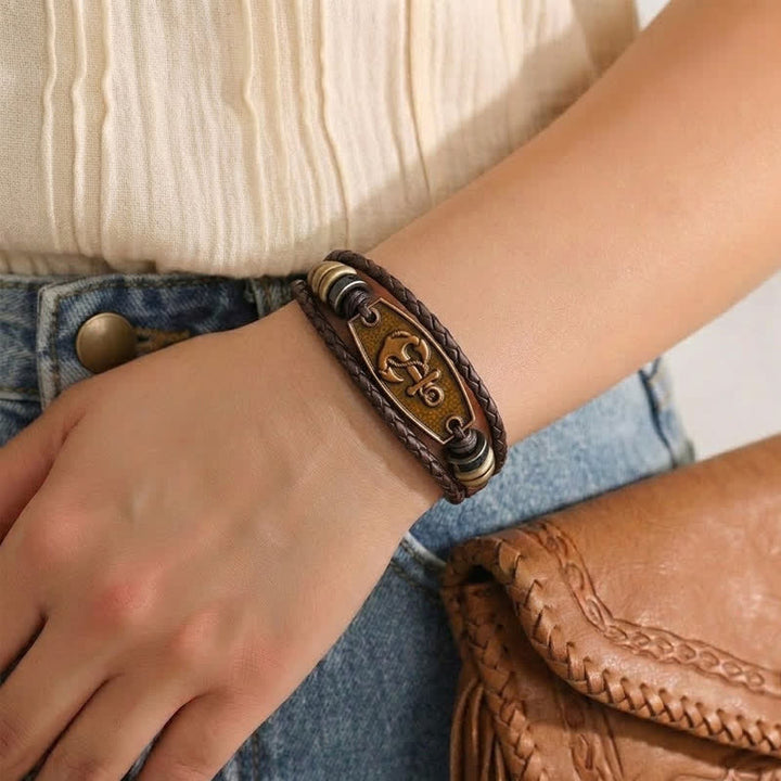 Antique Bronze Vintage Multi-Layer Braided Leather Bracelet - image 1