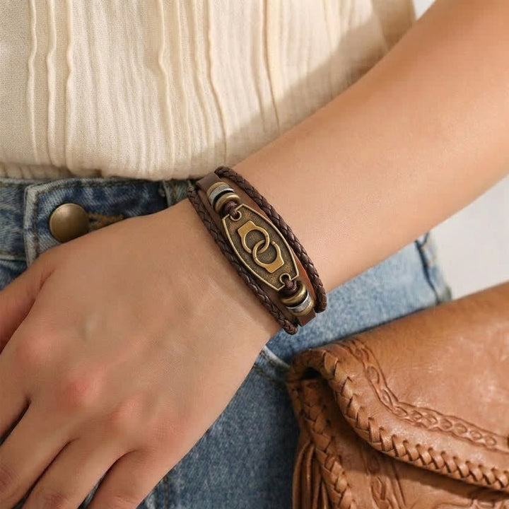 Antique Bronze Vintage Multi-Layer Braided Leather Bracelet - image 5