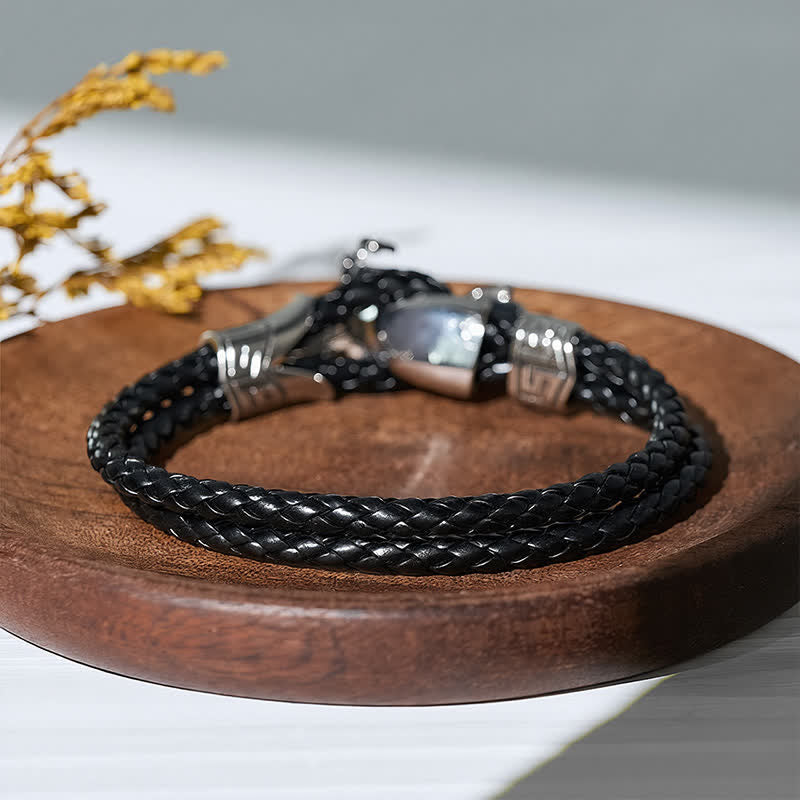 Punk Retro Biker Motorcycle Pattern Leather Bracelet - image 4