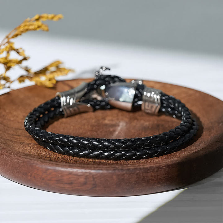 Punk Retro Biker Motorcycle Pattern Leather Bracelet - image 4