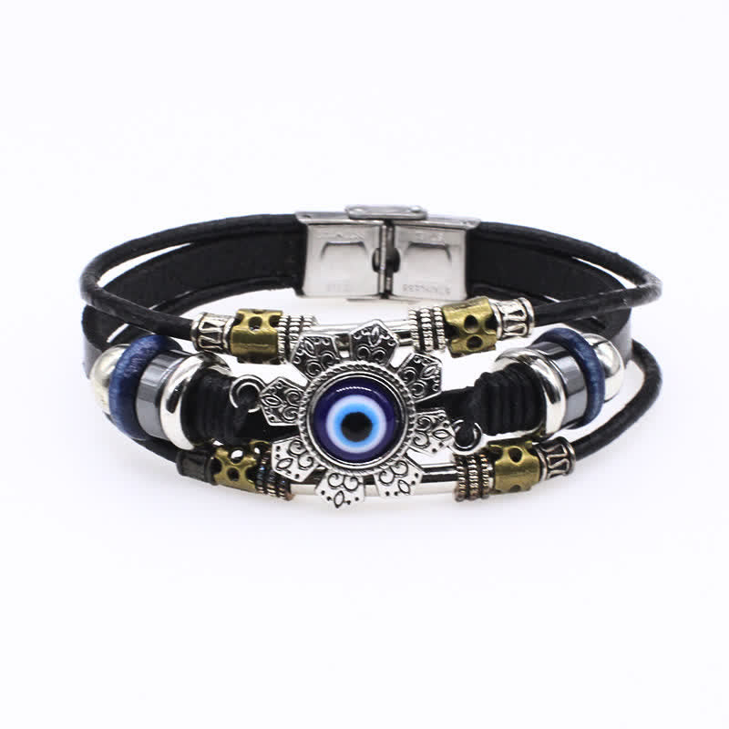Handmade Braided Boho Turquoise Charm Leather Bracelet - Style#16 - image 18