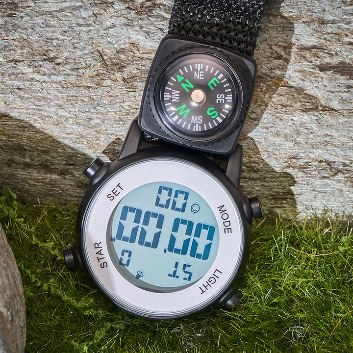 Portable Clip Digital Hanging Watch With Compass Keychain - image 3