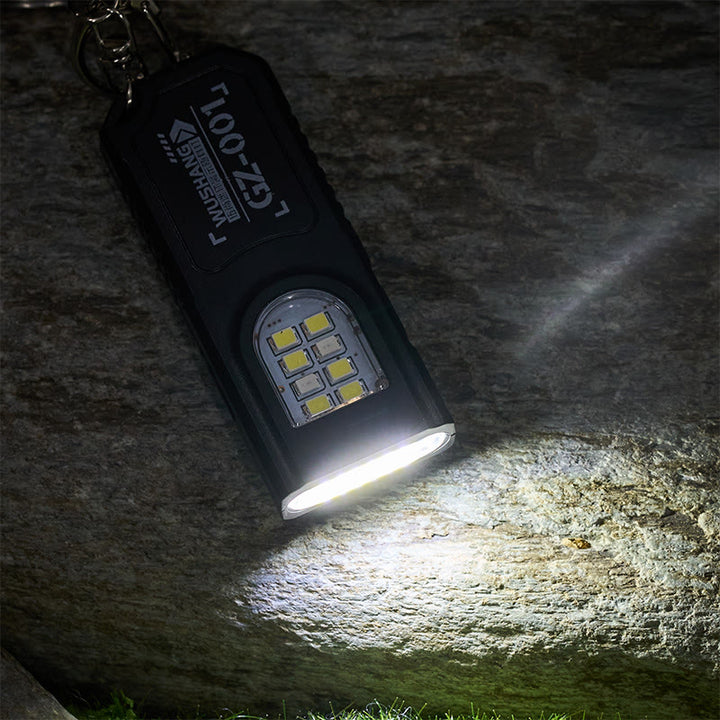 Mini Cob Flashlight Survival Whistle With Compass Keychain - image 2