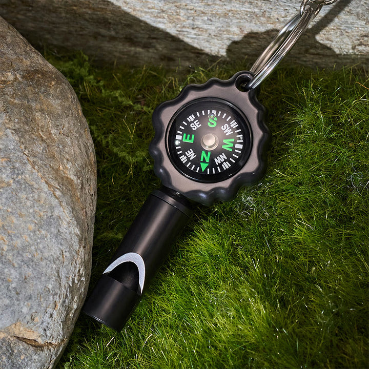 Mini Cob Flashlight Survival Whistle With Compass Keychain - image 4