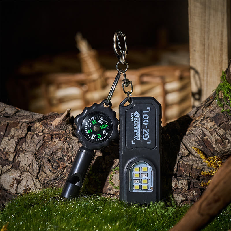 Mini Cob Flashlight Survival Whistle With Compass Keychain - image 3