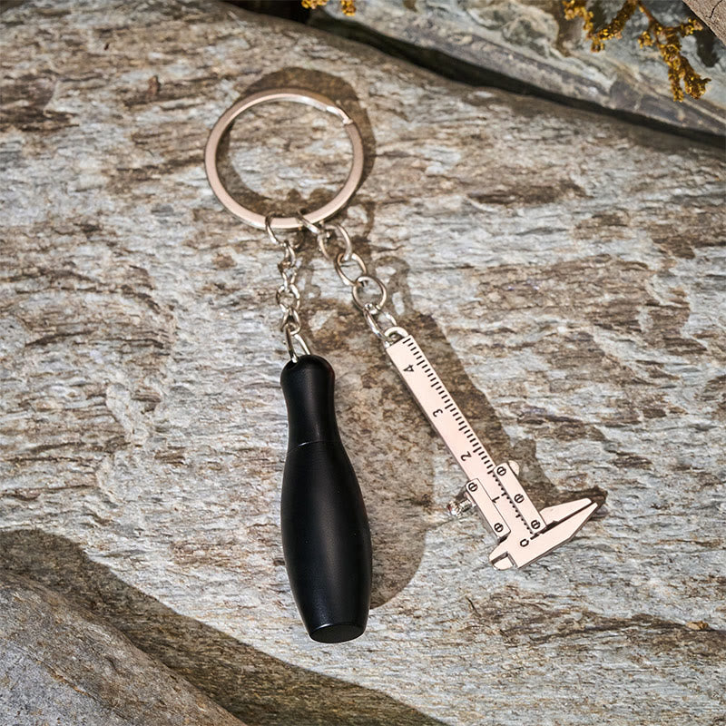 Mini Vernier Caliper Measuring Tool Bowling Shaped Pocket Knife Keychain - image 7