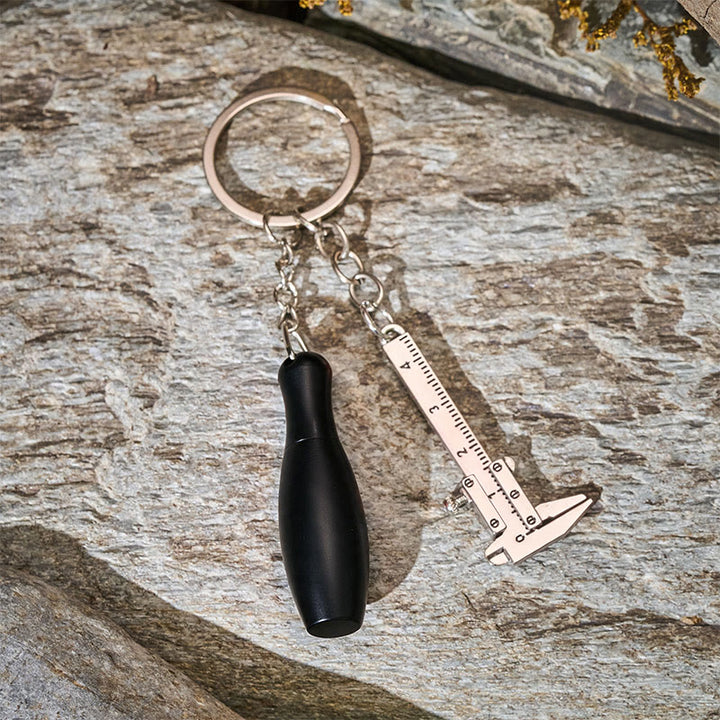 Mini Vernier Caliper Measuring Tool Bowling Shaped Pocket Knife Keychain - image 7