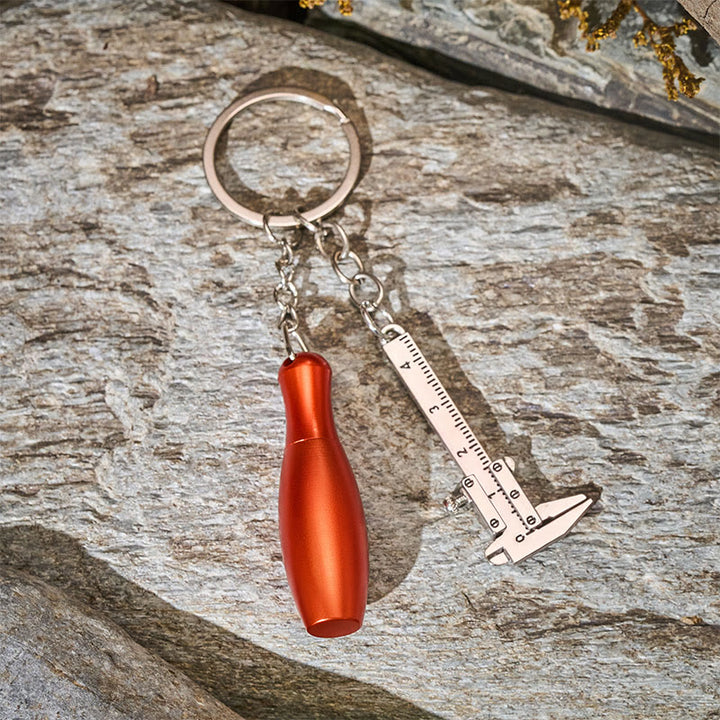 Mini Vernier Caliper Measuring Tool Bowling Shaped Pocket Knife Keychain - image 5