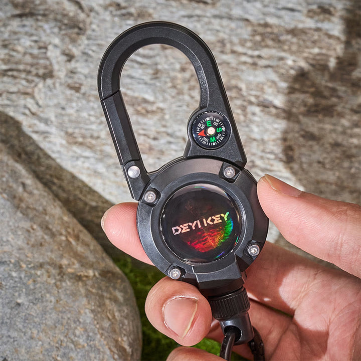 EDC Tool Retractable Key Carabiner with Compass Keychain - image 5