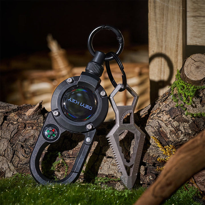 EDC Tool Retractable Key Carabiner with Compass Keychain - Style#1 - image 0