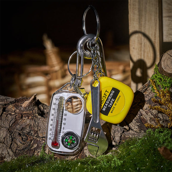 Multi-function EDC Carabiner Tape Measure Adjustable Wrench Compass Keychain - Style#1 - image 0