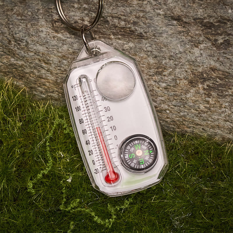 Multi-function EDC Carabiner Tape Measure Adjustable Wrench Compass Keychain - image 2
