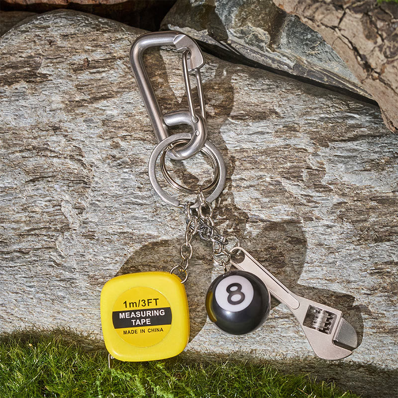 Multi-function EDC Carabiner Tape Measure Adjustable Wrench Compass Keychain - image 4