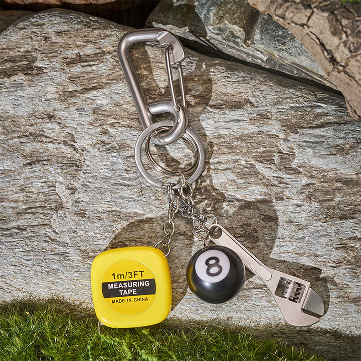 Multi-function EDC Carabiner Tape Measure Adjustable Wrench Compass Keychain - image 4