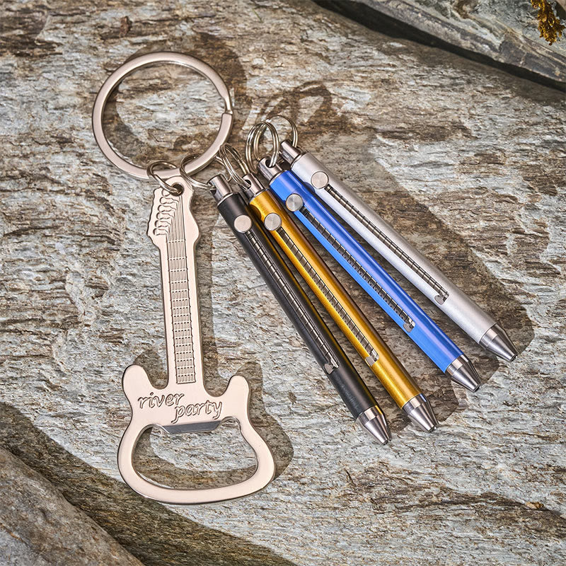 Retractable Toothpick & Guitar Bottle Opener Portable EDC Set Keychain - image 1