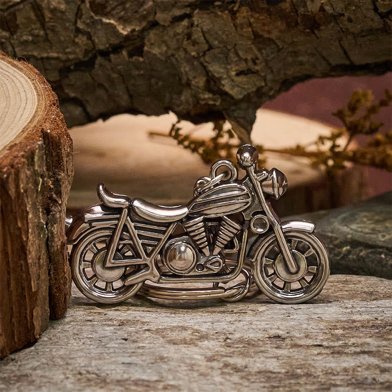 Mini Brass Cutting Knife & Motorcycle Pendant Keychain - image 2