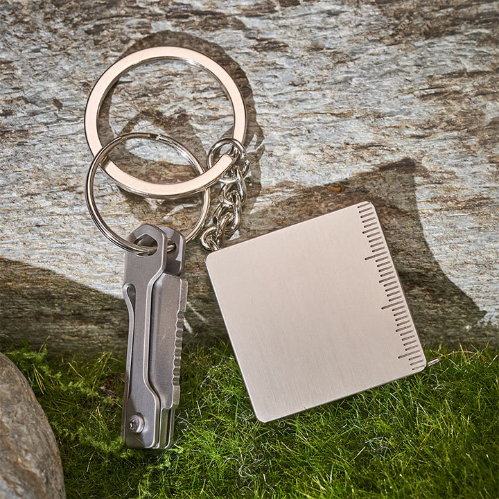 EDC Folding Knife & Tiny Tape Measure Keychain - image 1