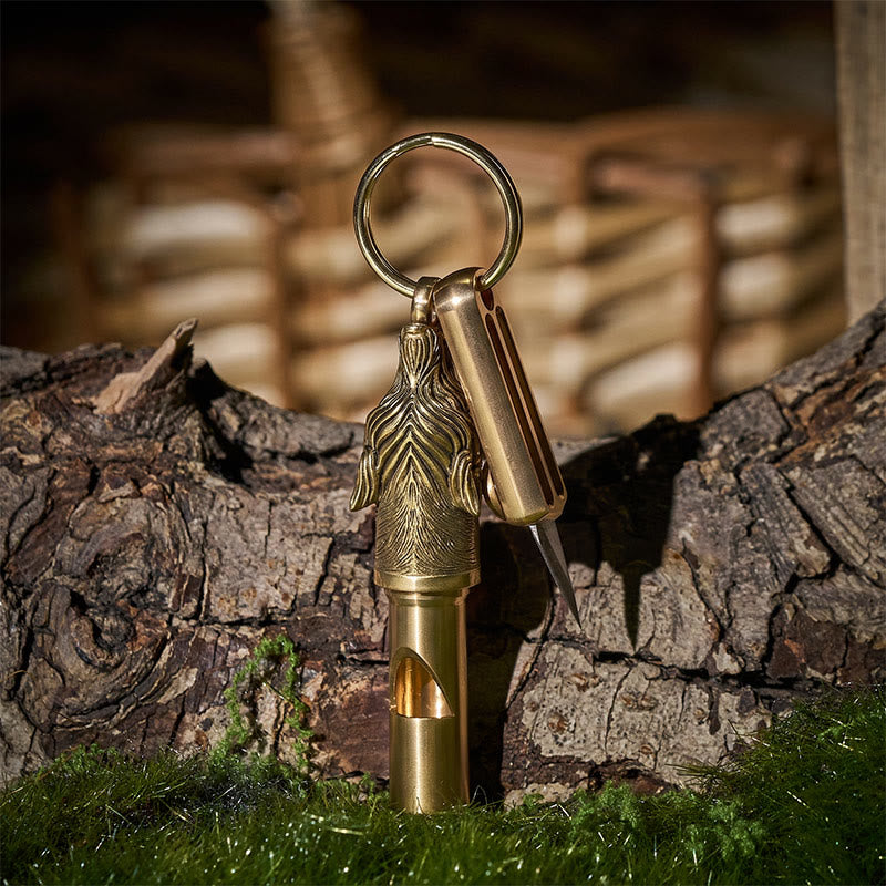 EDC Retractable Utility Knife & Wolf Emergency Whistle Keychain - Style#1 - image 0