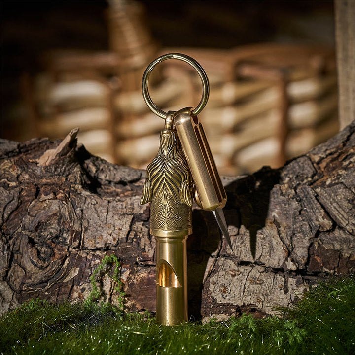 EDC Retractable Utility Knife & Wolf Emergency Whistle Keychain - Style#1 - image 0