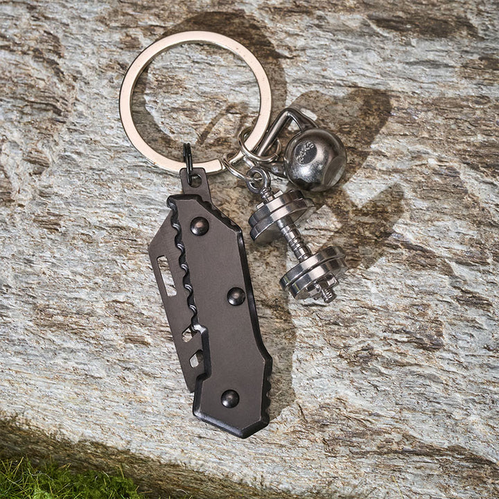 Fitness Ornament & Small Folding Pocket Knife Keychain - image 2