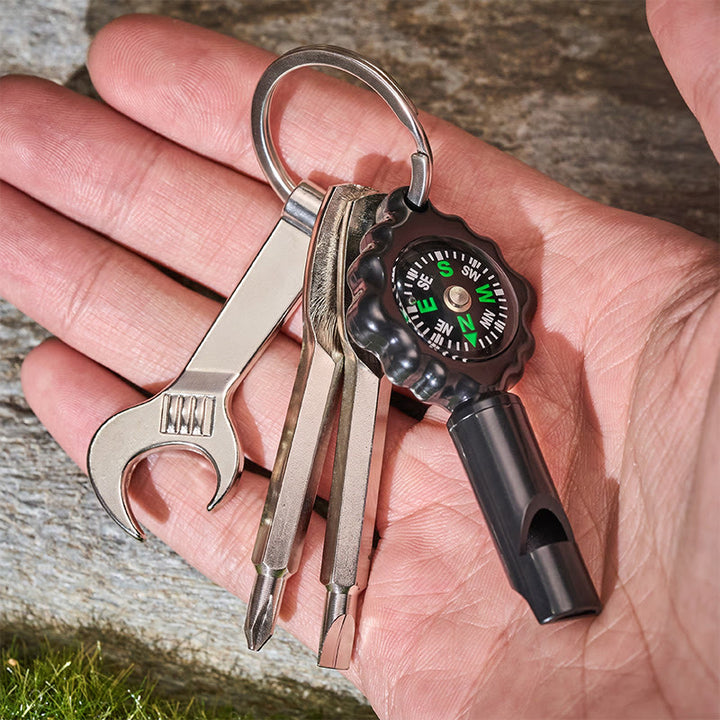 EDC Multi Tool Survival Whistle With Compass Keychain - image 2