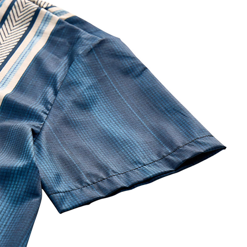 Men's Vintage Vertical Stripe Casual Button Down Beach Shirt - image 5
