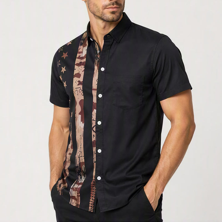 Men's Vintage American Flag Camo Print Short Sleeve Shirt - image 3