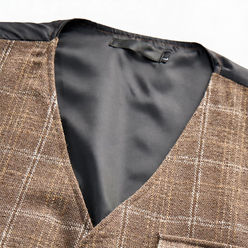 Men's Lightweight Plaid British Style Business Dress Casual Suit Vest - image 6