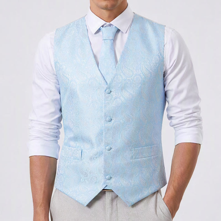 Men's Paisley Jacquard Waistcoat 3 Piece Set Suit Vest - image 1