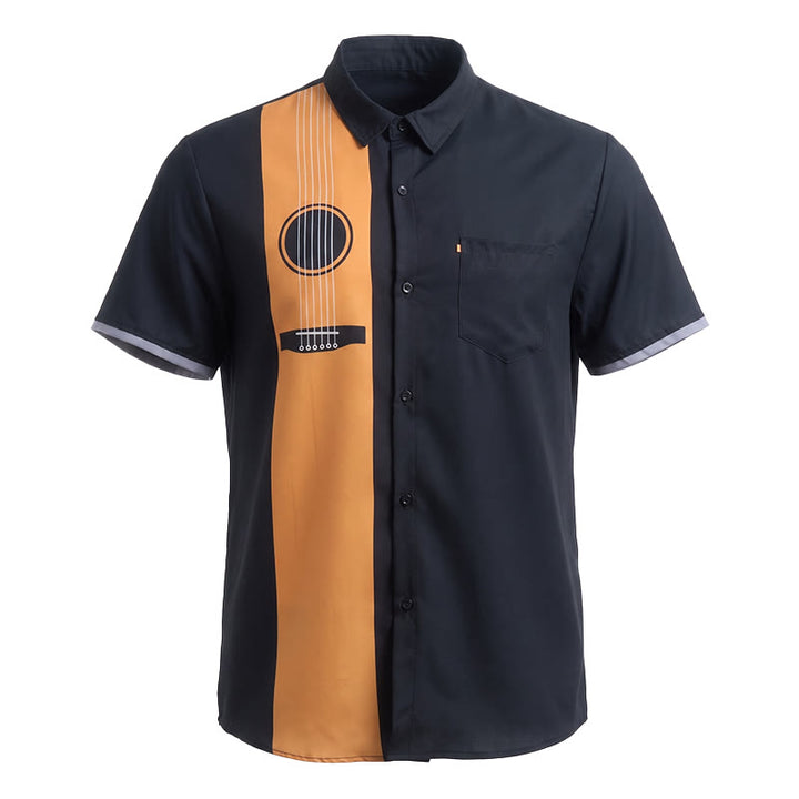 Men's Creative Acoustic Guitar Print Streetwear Casual Shirt - image 11