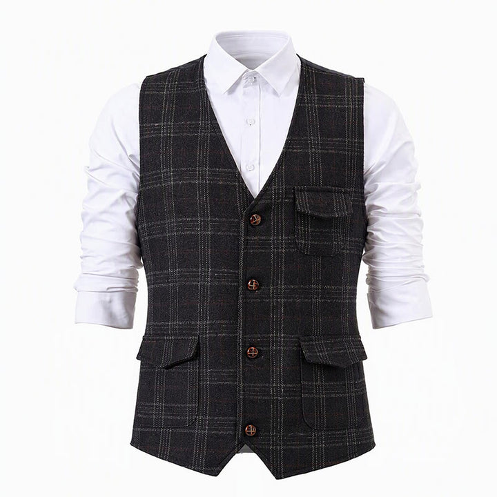 Men's Lightweight Plaid British Style Business Dress Casual Suit Vest - image 10