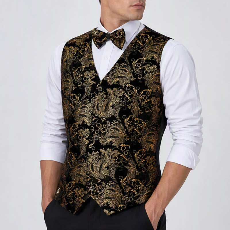 Men's Luxury Vintage Baroque Print Party Club Suit Vest - image 3