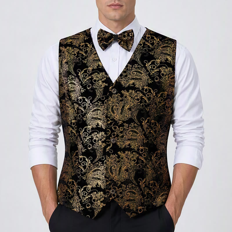 Men's Luxury Vintage Baroque Print Party Club Suit Vest - image 1