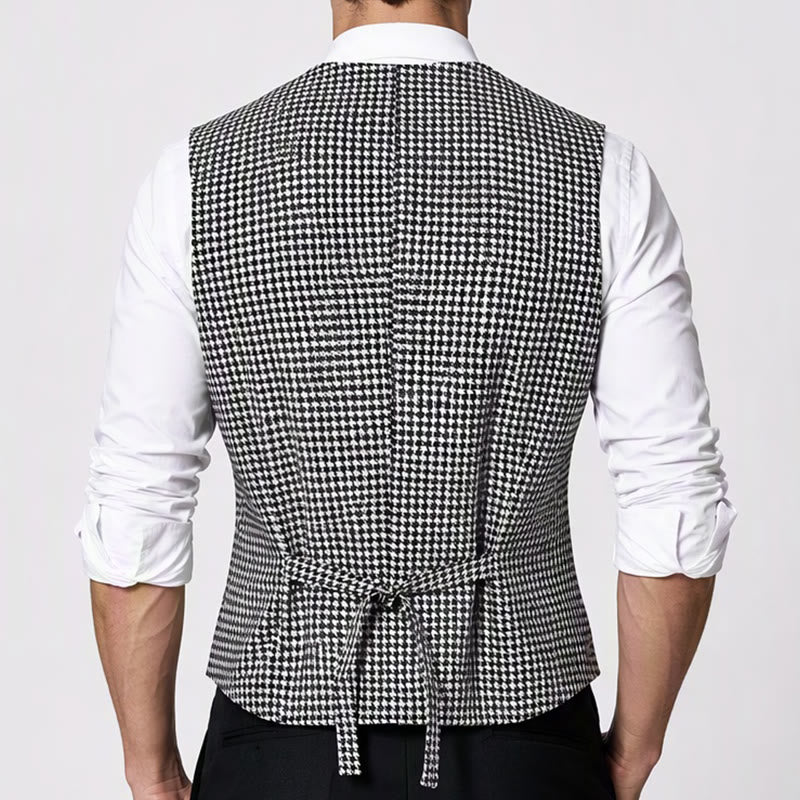 Men's Houndstooth Double Breasted U-neck Suit Vest - image 2