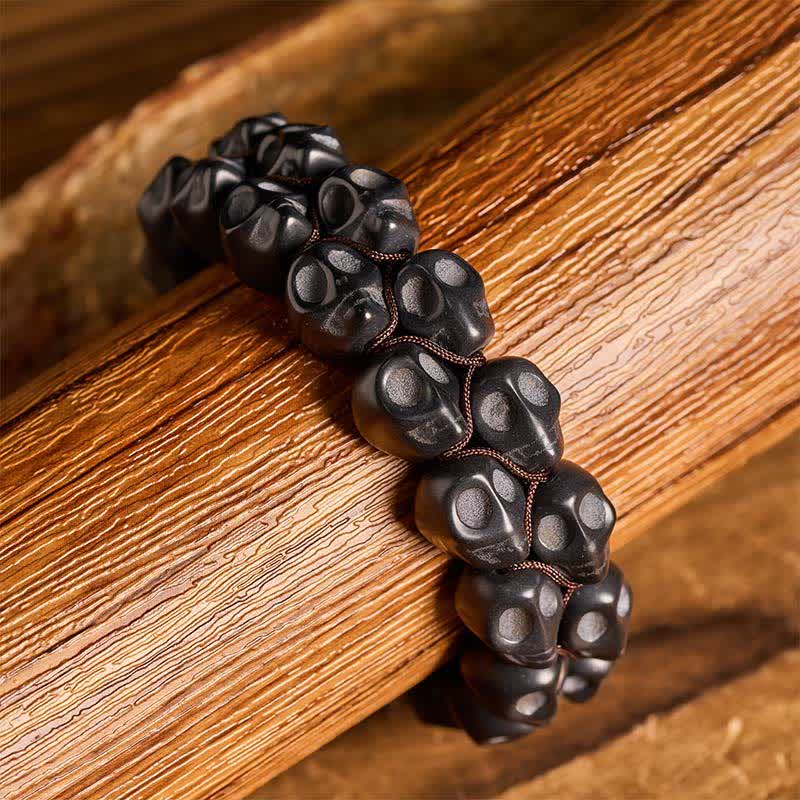 Gothic Turquoise Skull Beaded Adjustable Braided Bracelet - image 5