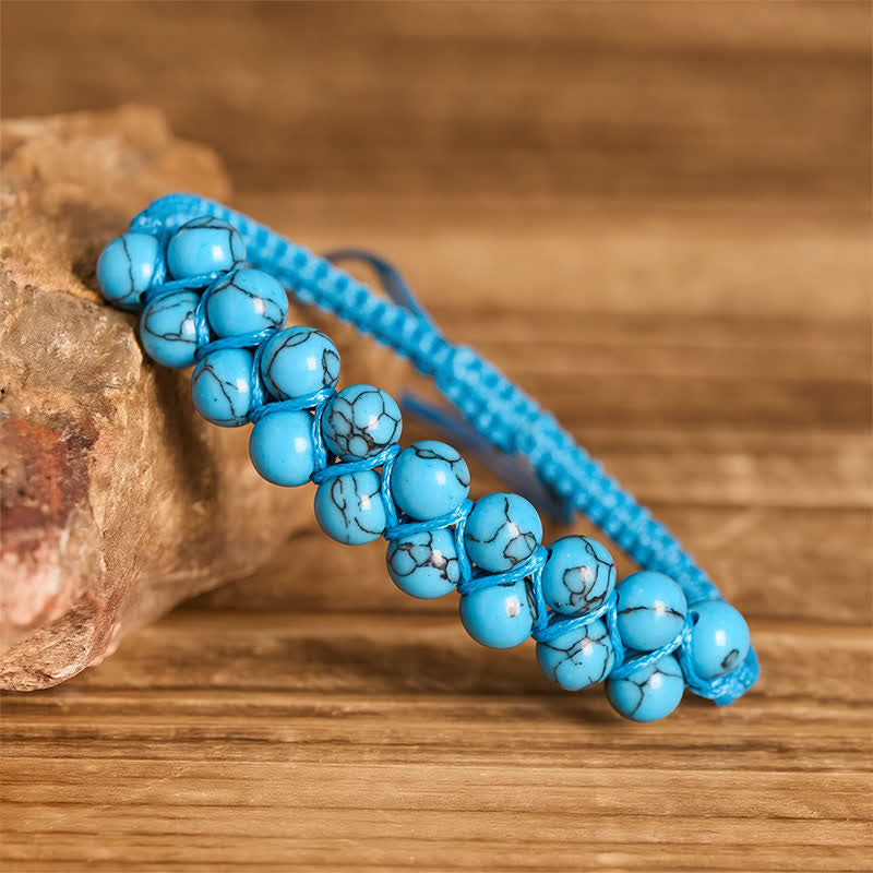 Healing Double Row Turquoise Beaded Macrame Bracelet - image 7