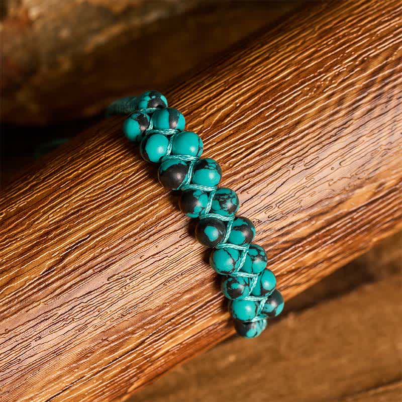 Healing Double Row Turquoise Beaded Macrame Bracelet - image 14