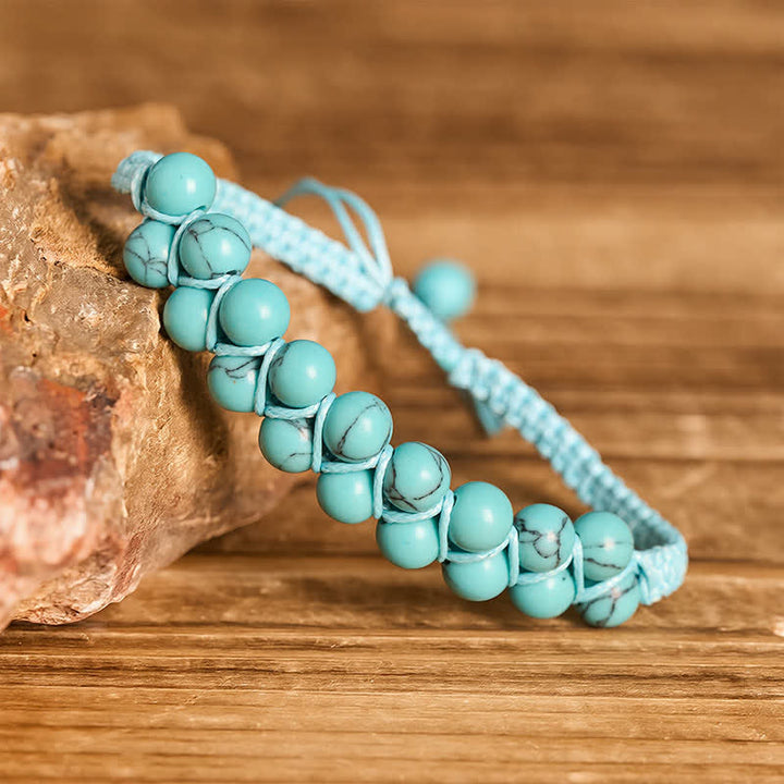 Healing Double Row Turquoise Beaded Macrame Bracelet - image 3