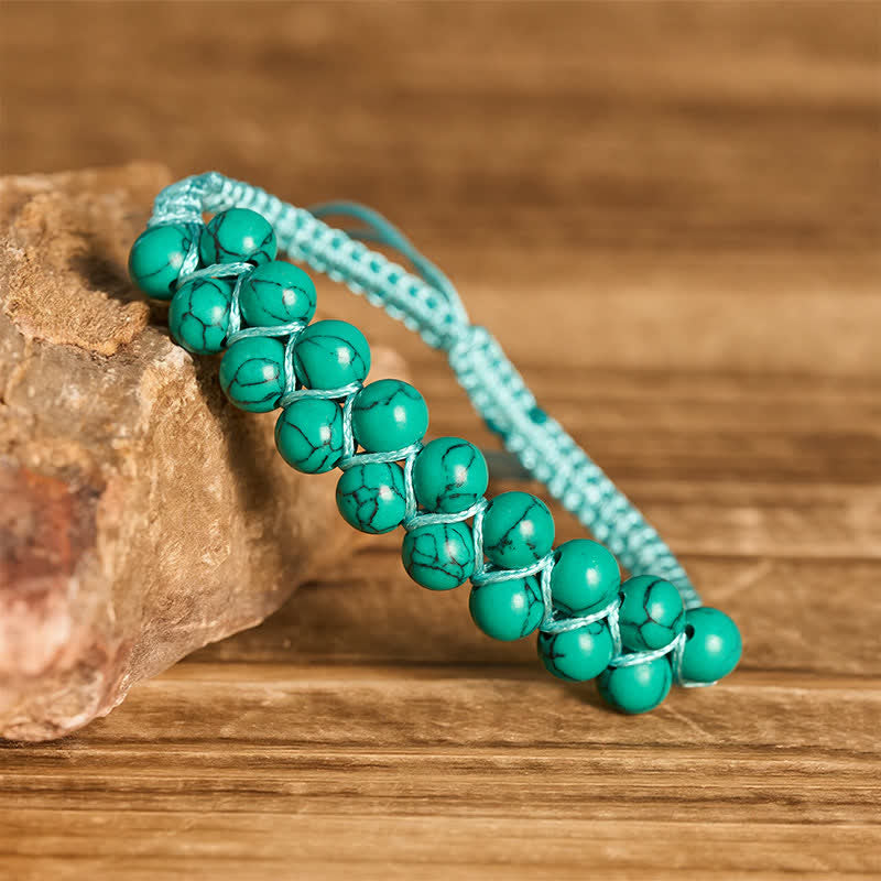 Healing Double Row Turquoise Beaded Macrame Bracelet - image 11