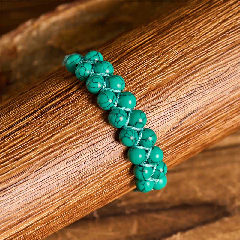 Healing Double Row Turquoise Beaded Macrame Bracelet - image 10