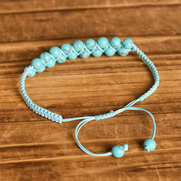 Healing Double Row Turquoise Beaded Macrame Bracelet - image 4